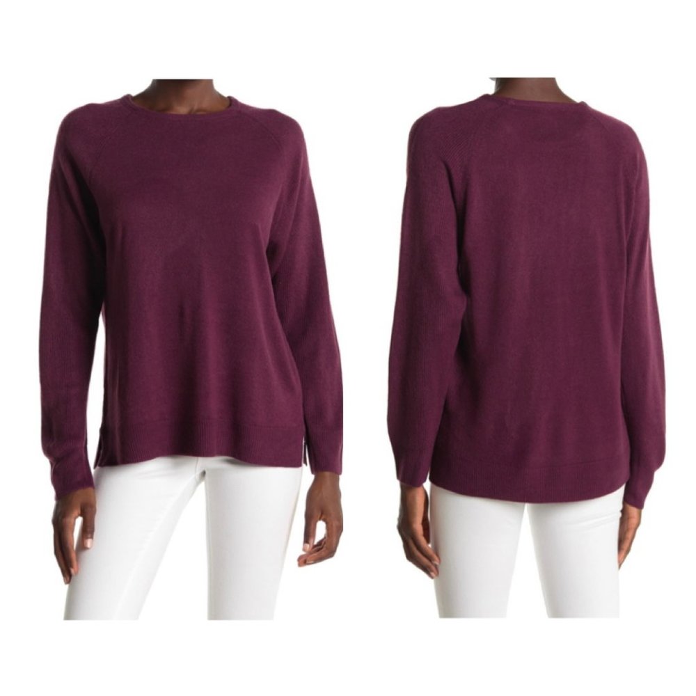 Sweet Romeo Ribbed Maroon Raglan Sleeve Pullover Sweater